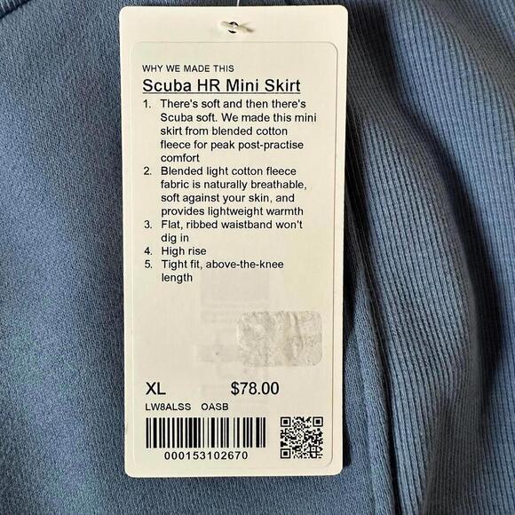 Lululemon Scuba High-Rise Mini Skirt Oasis Blue Size XL NWT - Picture 3 of 6